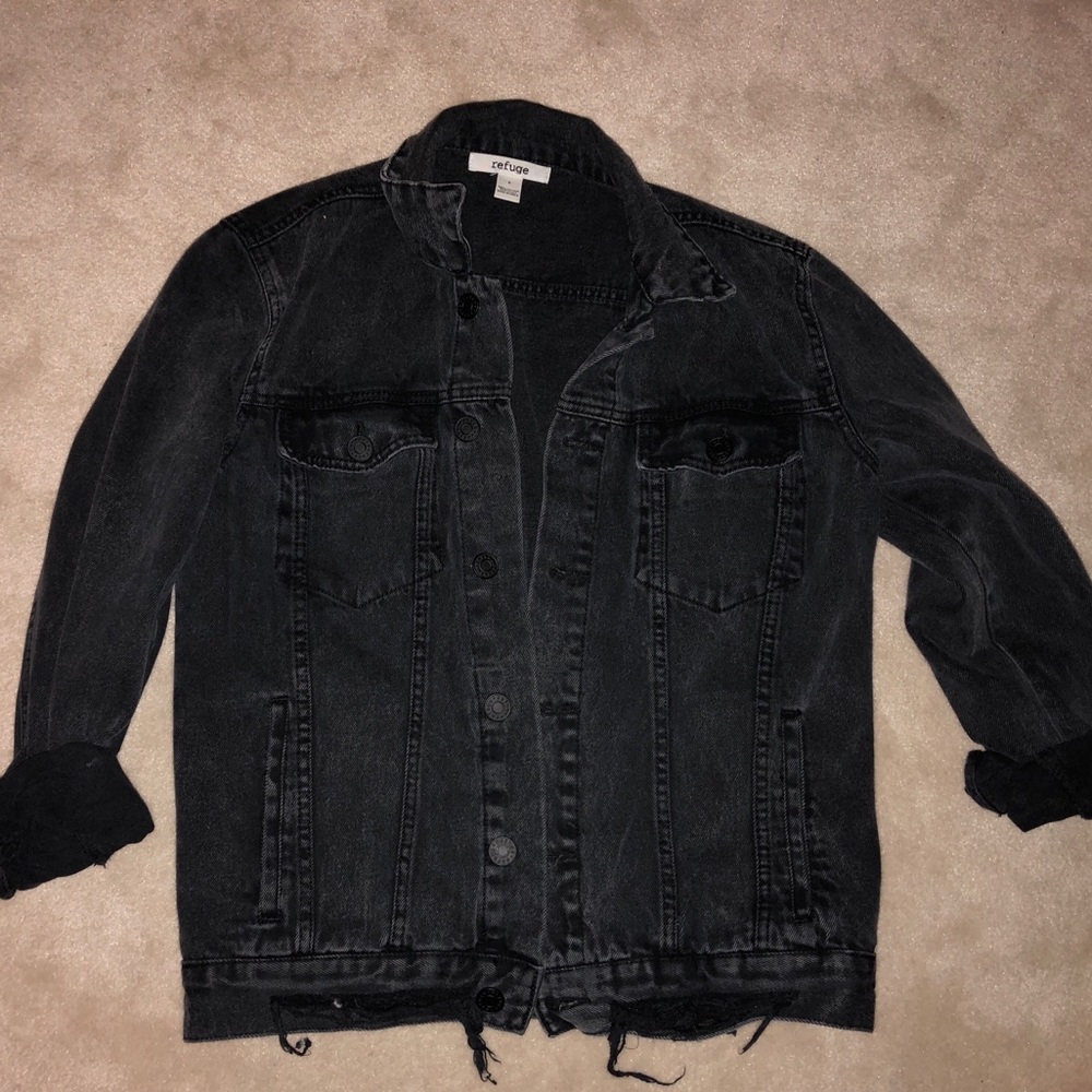 Distressed Denim Black Jacket 🖤